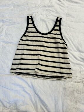 H&M Black and Cream Striped Tank
